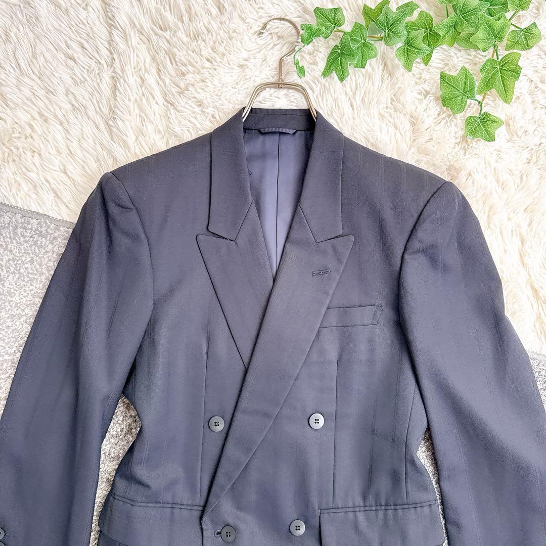 オールド　ディオール セットアップ　ストライプ柄　スーツ　ダブルボタン　紺ブレ