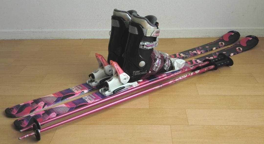 ■■送料無料■KAZAMA■女性用スキーセット■145/24-24.5■WAX■