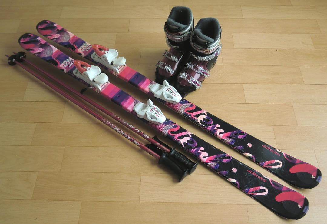 ■■送料無料■KAZAMA■女性用スキーセット■145/24-24.5■WAX■