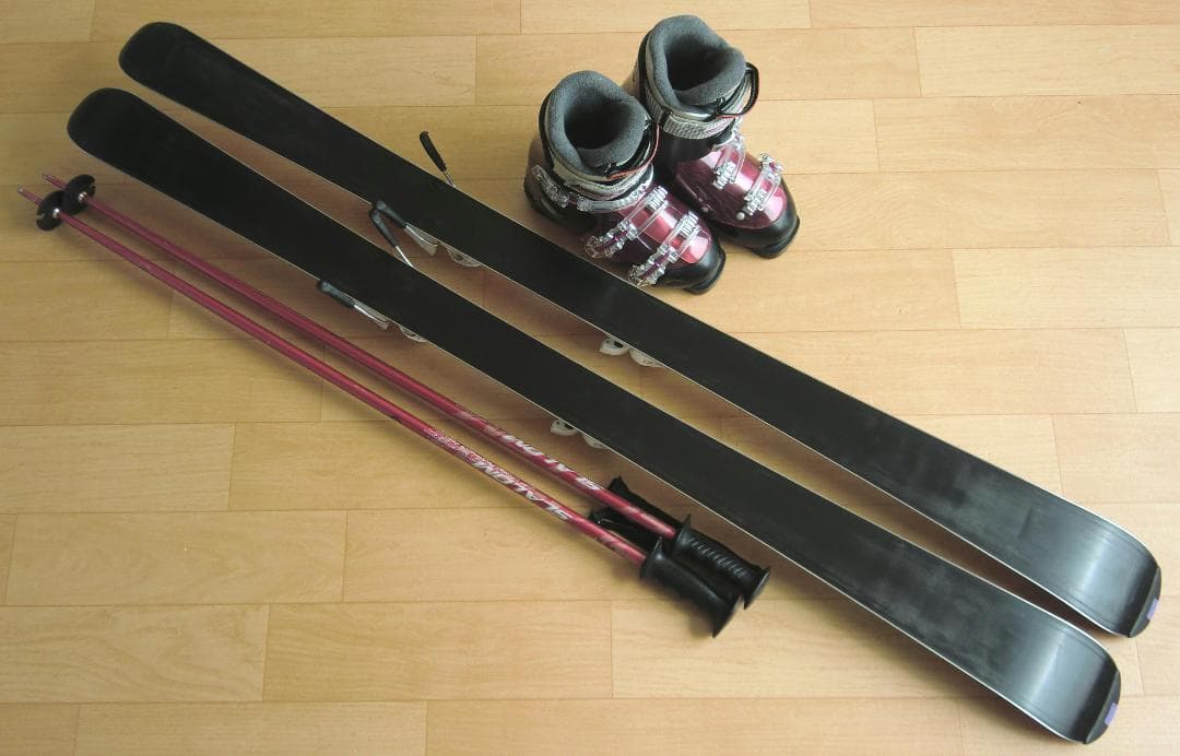 ■■送料無料■KAZAMA■女性用スキーセット■145/24-24.5■WAX■