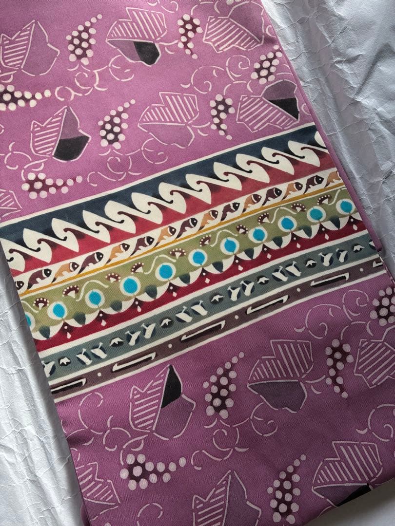 名古屋帯 型絵染め　ぶどう　葡萄