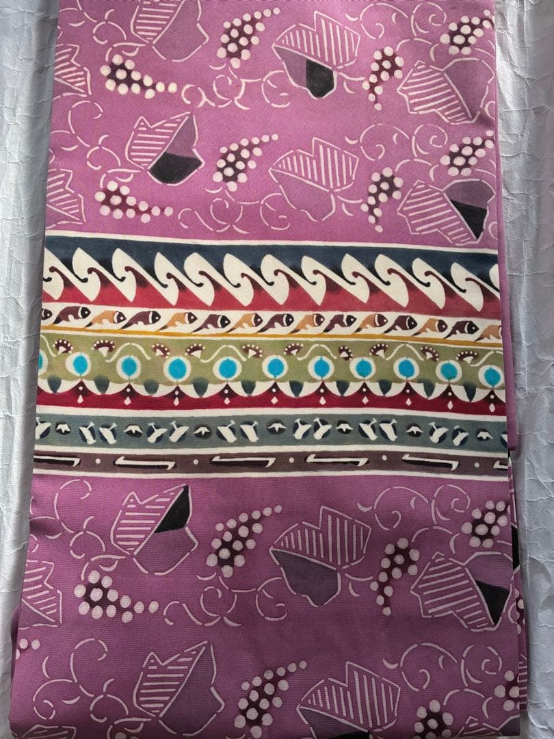 名古屋帯 型絵染め　ぶどう　葡萄