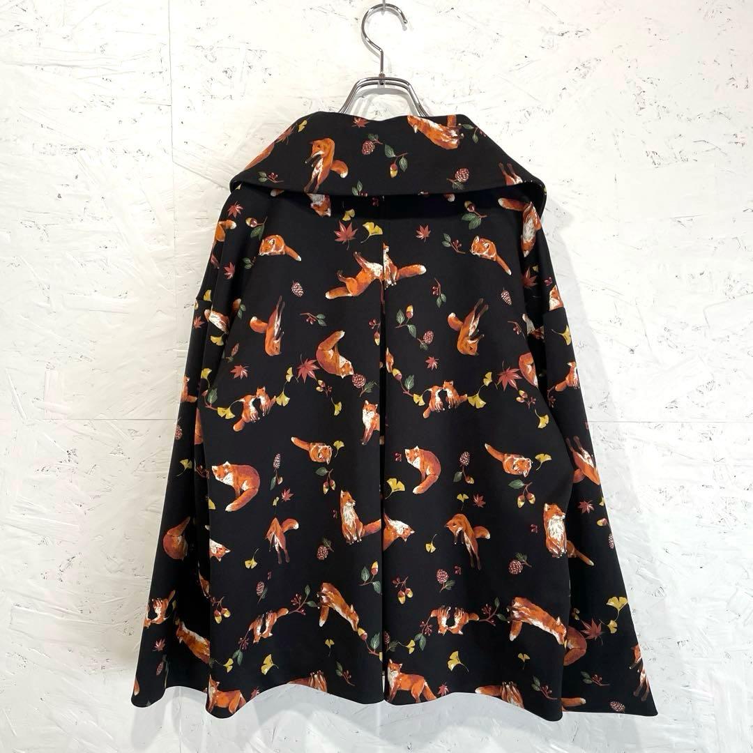 新品未使用タグ付き【ふりふ】キツネスクエアコート　ショートコート　黒　F