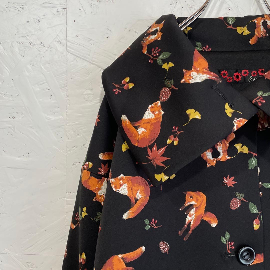 新品未使用タグ付き【ふりふ】キツネスクエアコート　ショートコート　黒　F