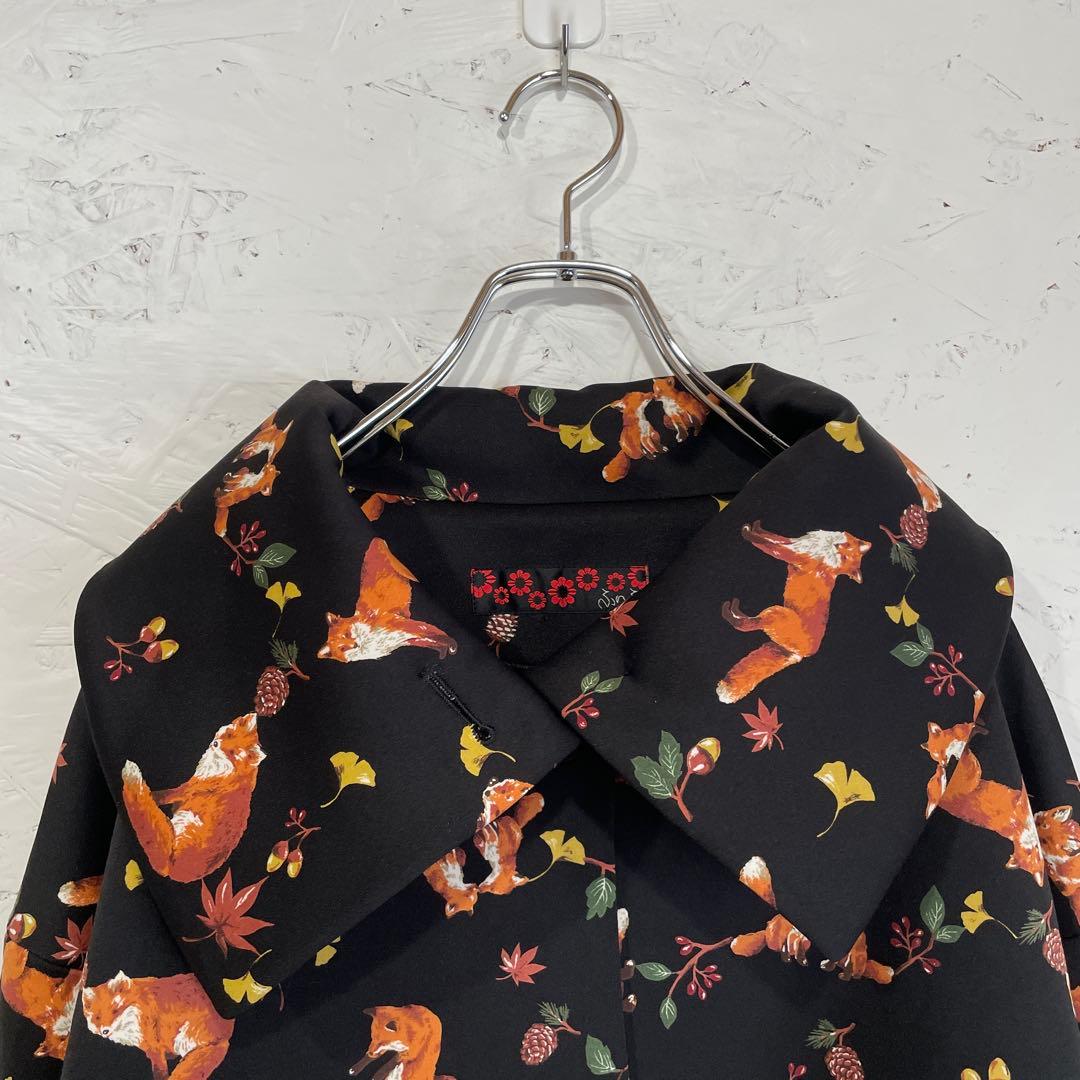 新品未使用タグ付き【ふりふ】キツネスクエアコート　ショートコート　黒　F