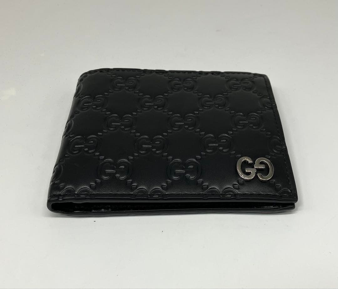 ⭐️ 極美品 グッチ シマ GG シグネチャー 二つ折り財布 ブラック 鑑定済