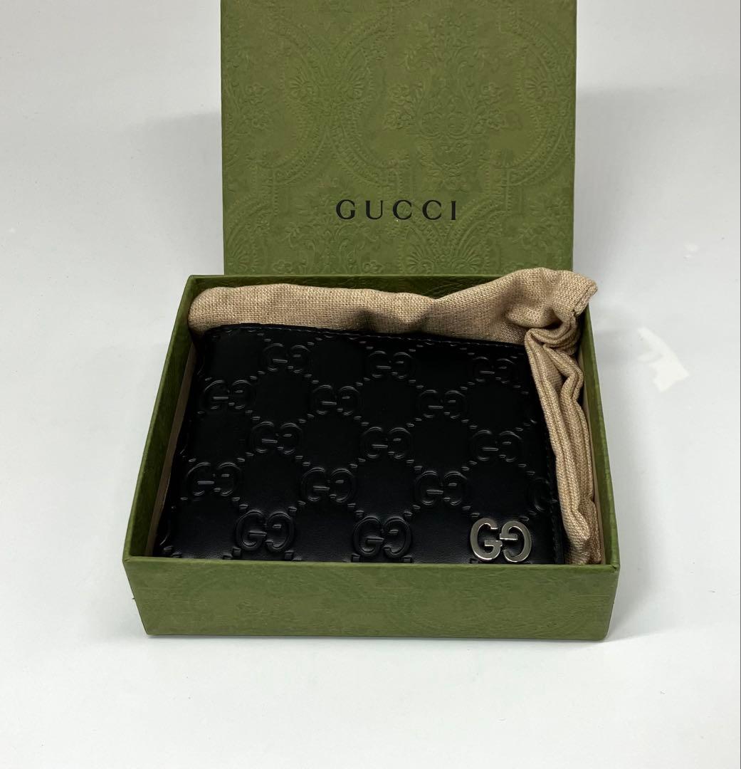 ⭐️ 極美品 グッチ シマ GG シグネチャー 二つ折り財布 ブラック 鑑定済