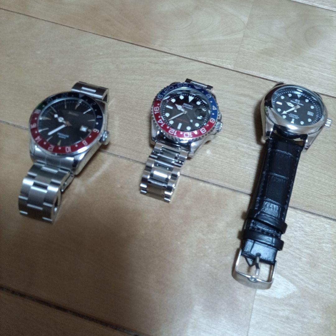 クォーツ腕時計 黒/赤3点組