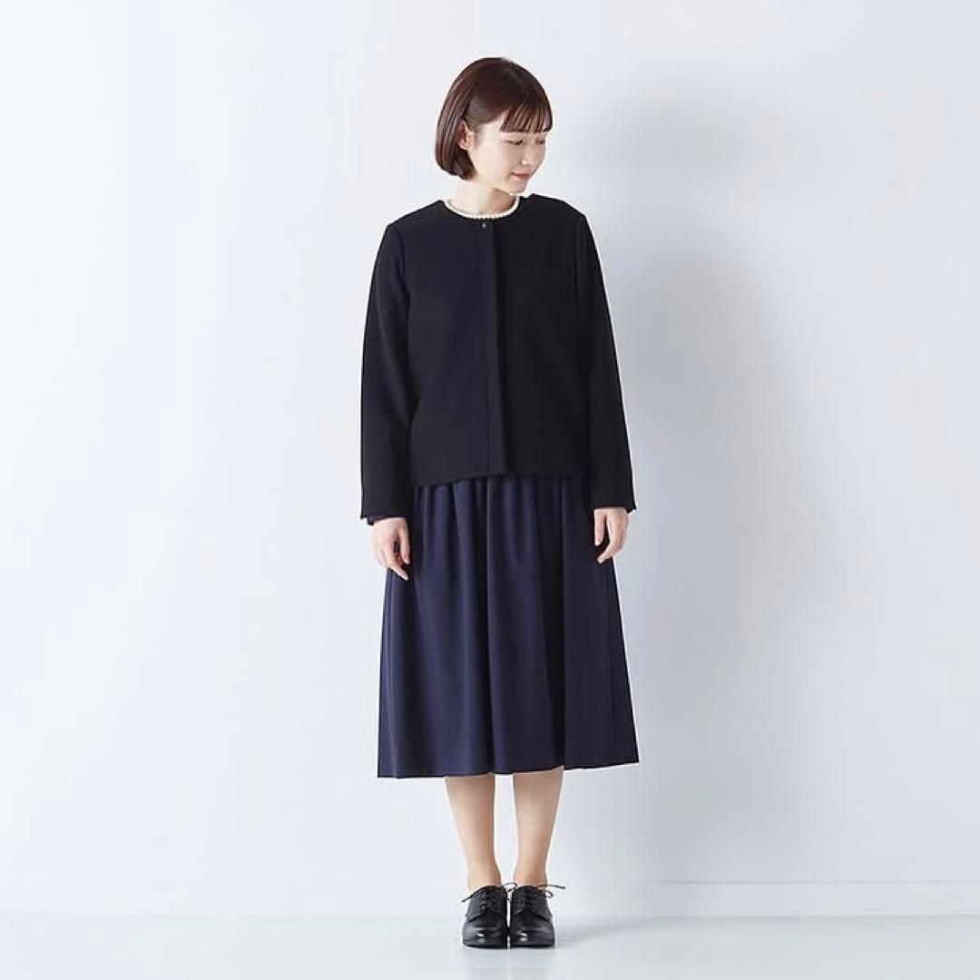 アトリエナルセ　フォーマル　ノーカラーウールジャケット　ブラック　サイズ40