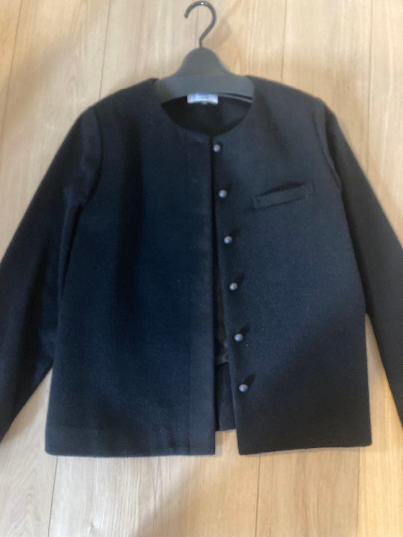 アトリエナルセ　フォーマル　ノーカラーウールジャケット　ブラック　サイズ40