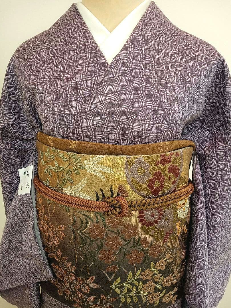 洗える江戸小紋　鮫小紋　紫色系　身巾少しゆったりサイズ