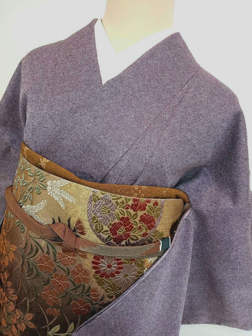 洗える江戸小紋　鮫小紋　紫色系　身巾少しゆったりサイズ