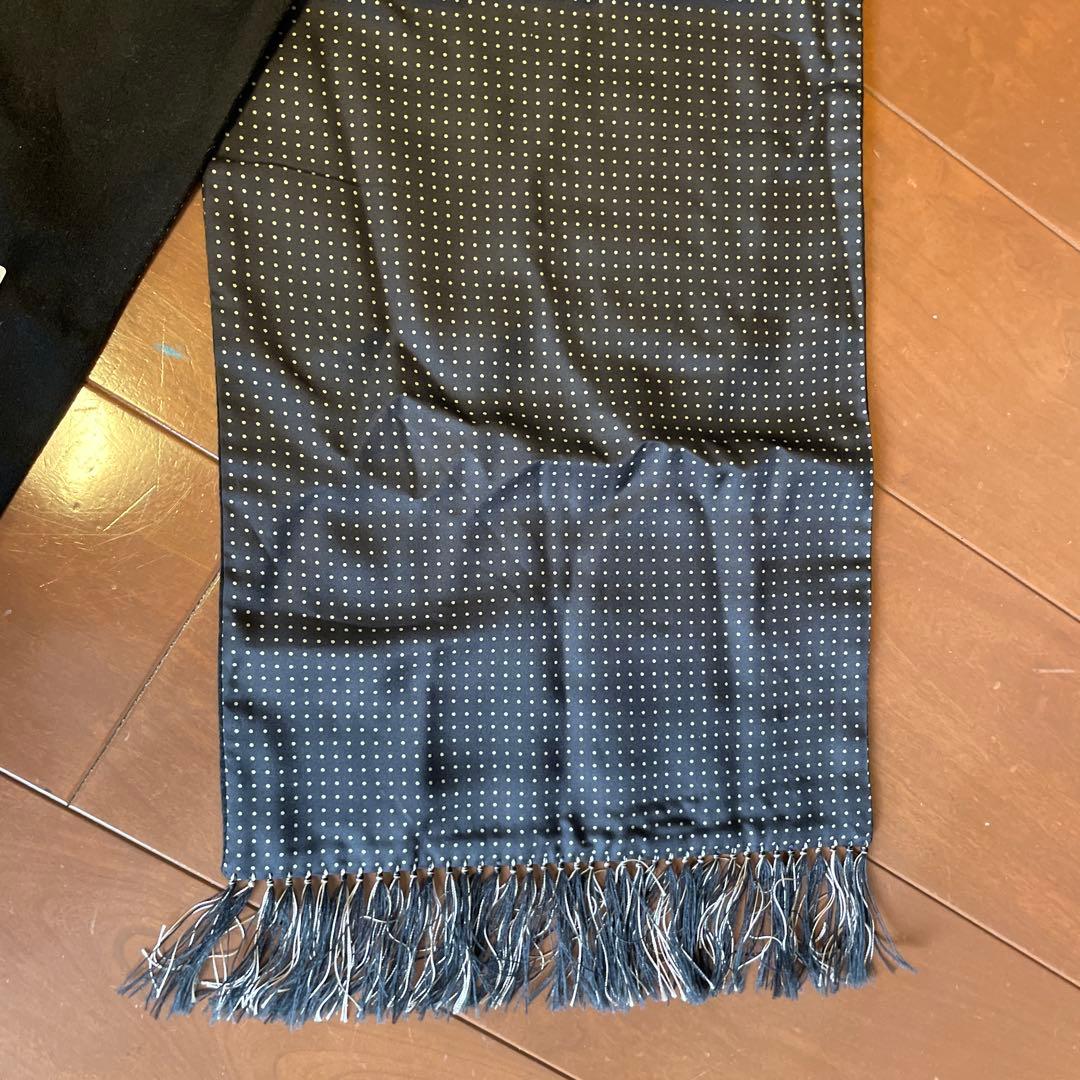 ①ドレイクス　ネイビー✖️水玉　マフラー　ストール　新品未使用　DRAKE'S