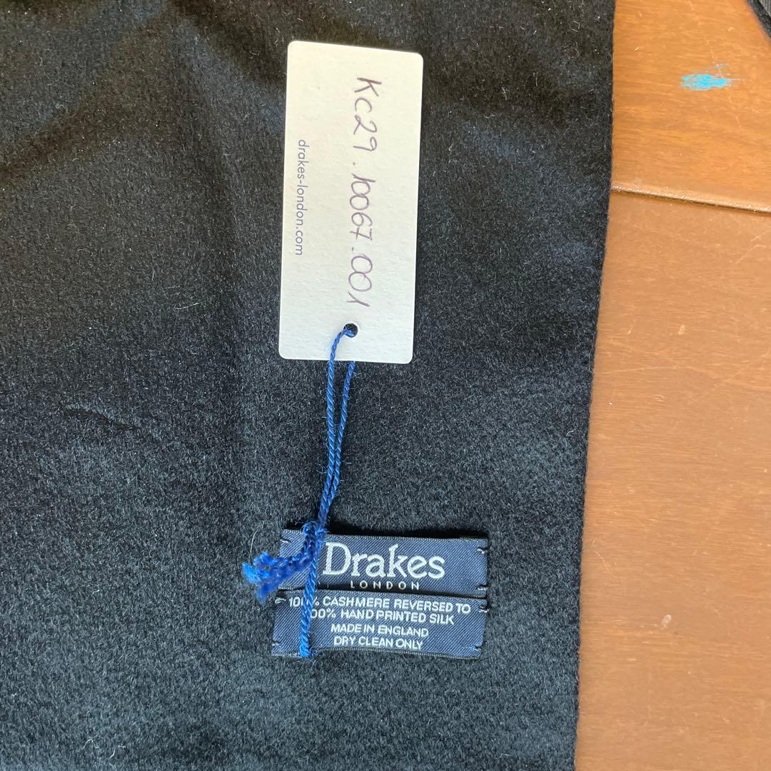 ①ドレイクス　ネイビー✖️水玉　マフラー　ストール　新品未使用　DRAKE'S