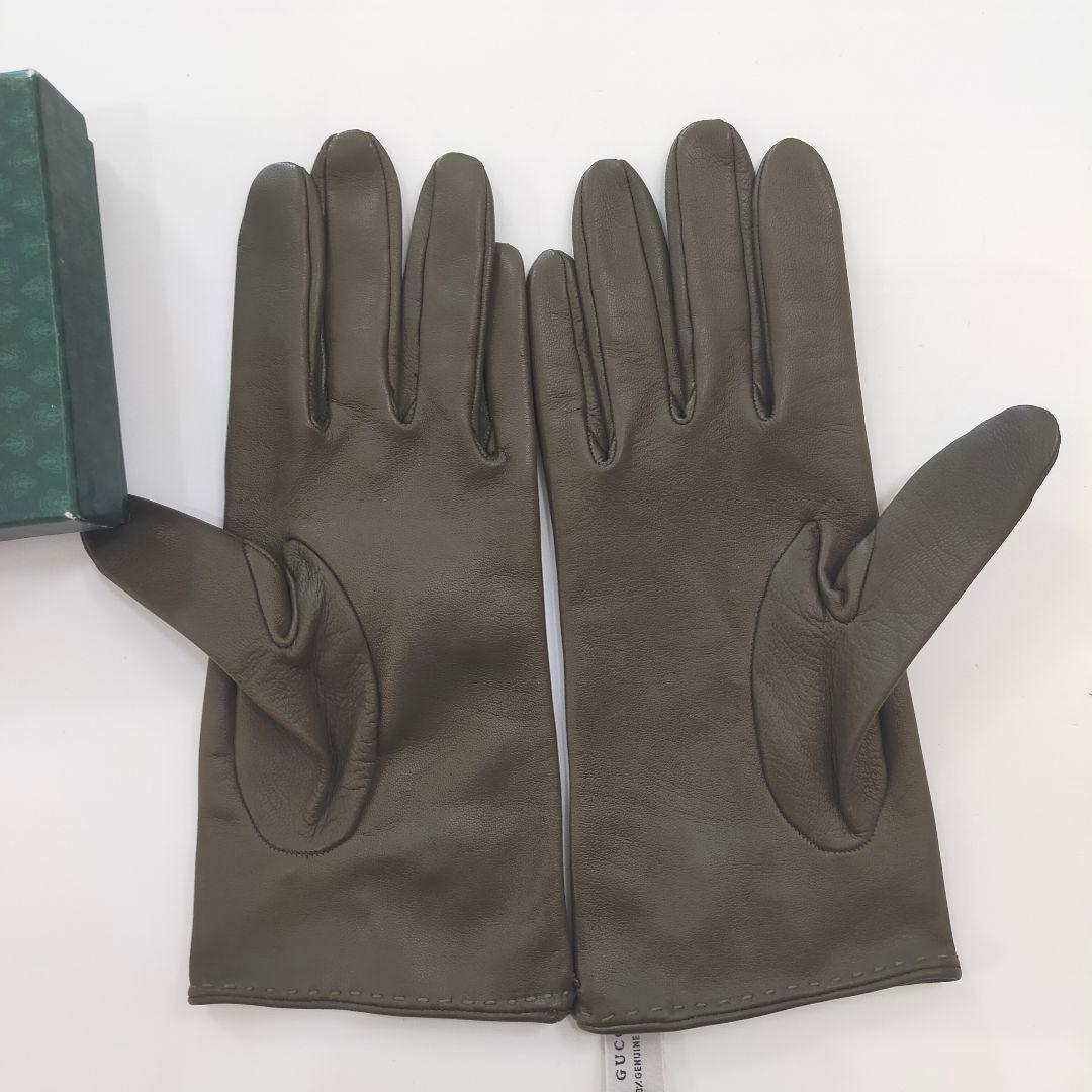 【未使用品】GUCCI レザー手袋 ブラウン　ホースビット　ゴールド金具