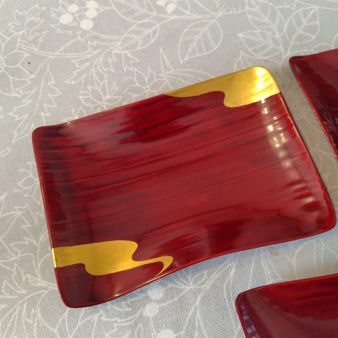 【象彦】銘々皿 5枚組 漆器 金箔 漆塗 専用箱付き