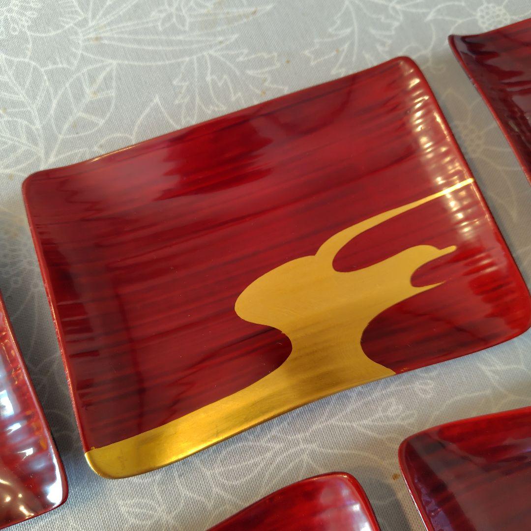 【象彦】銘々皿 5枚組 漆器 金箔 漆塗 専用箱付き