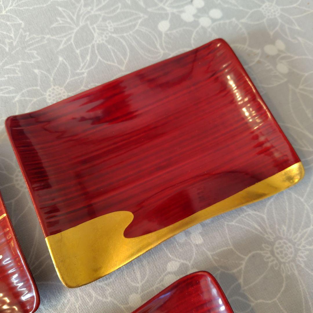 【象彦】銘々皿 5枚組 漆器 金箔 漆塗 専用箱付き