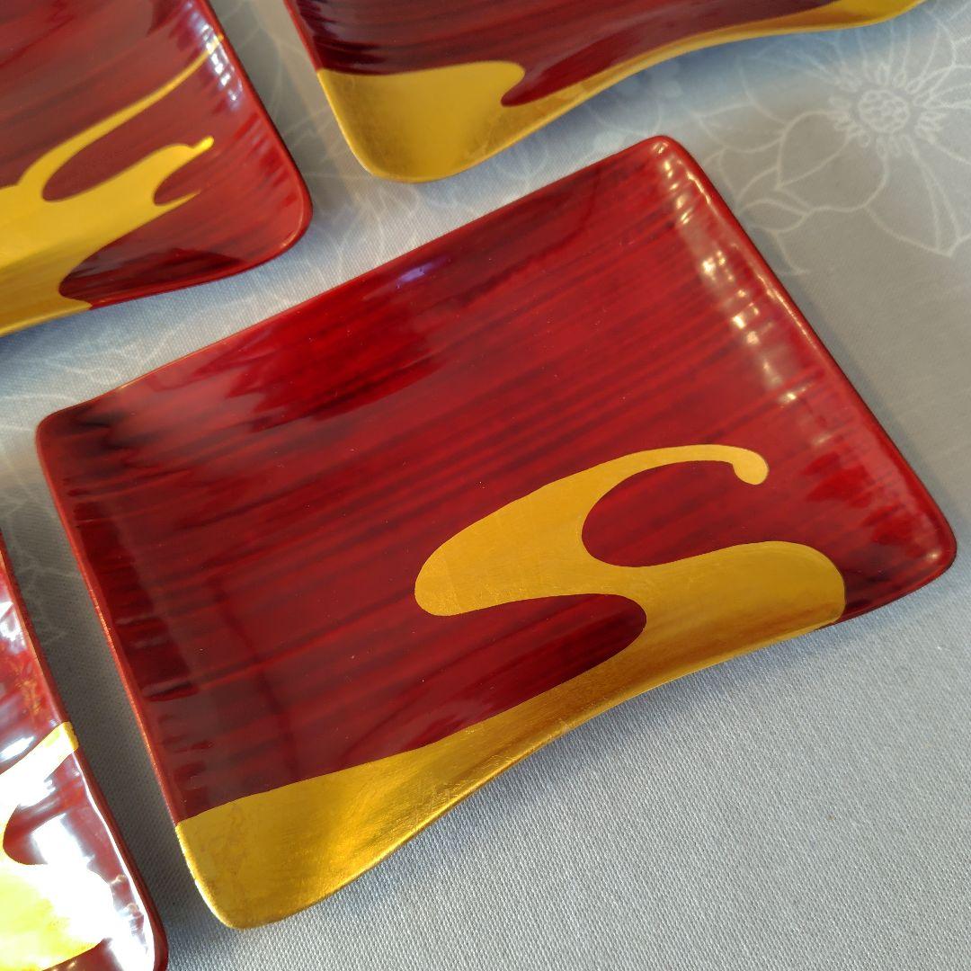 【象彦】銘々皿 5枚組 漆器 金箔 漆塗 専用箱付き