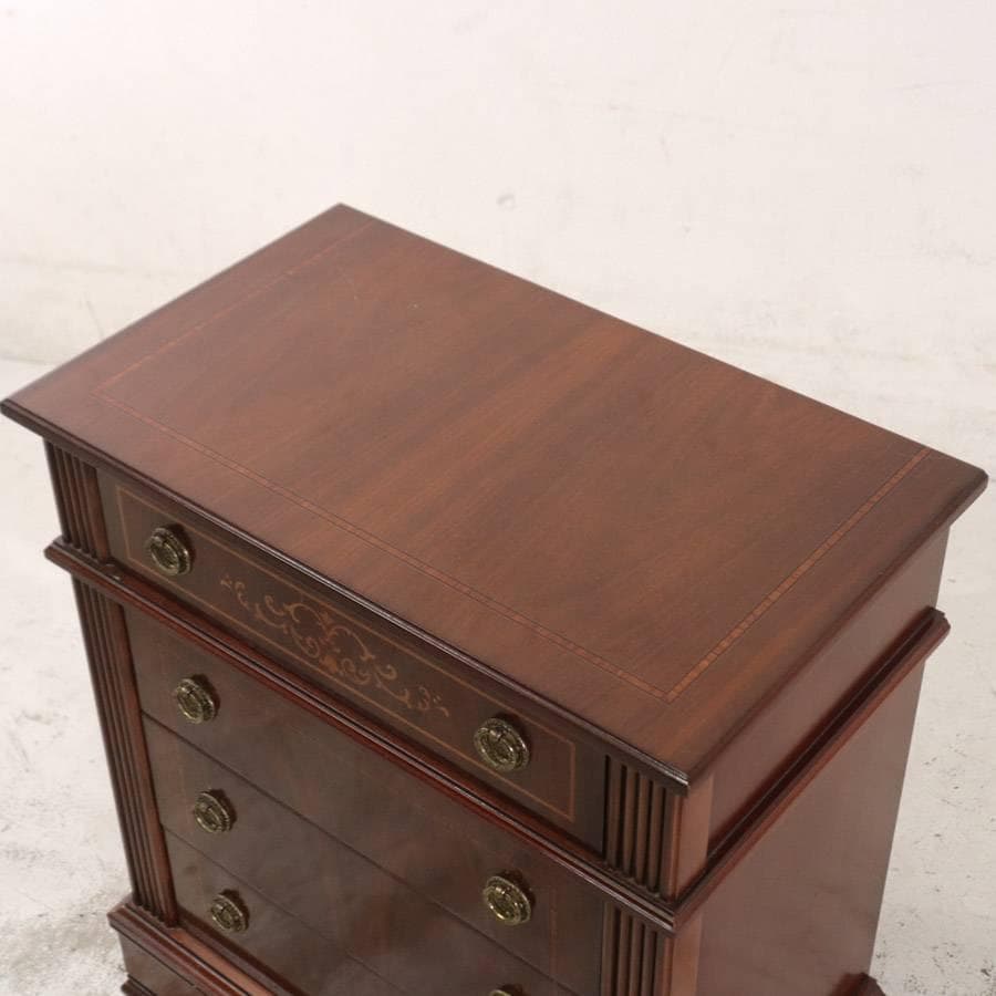 イタリア製クラシカル家具 象嵌細工 サイドチェスト 引き出し4段 H63cm