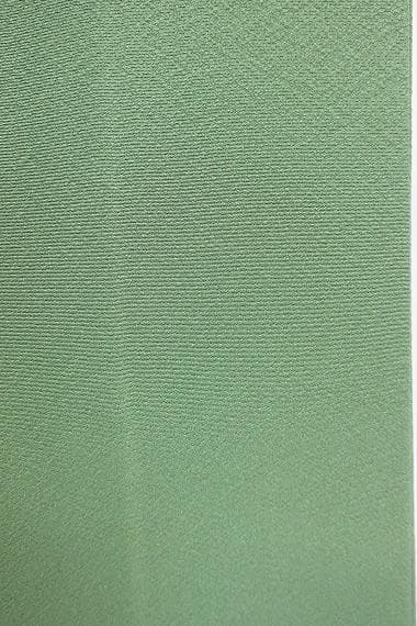 未使用品 色無地 薄緑 縮緬地 一つ紋 草木染作家 瑞寶 身丈159cm