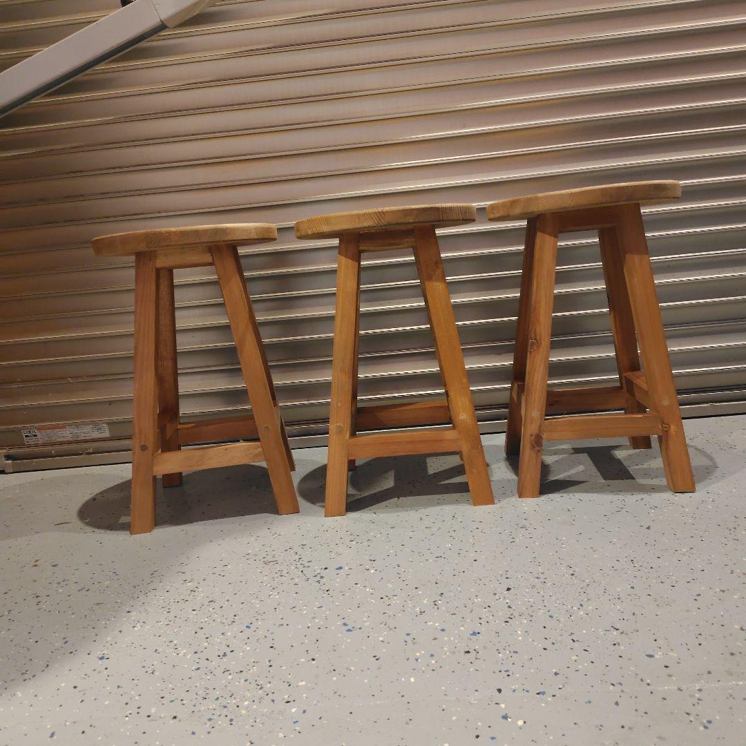 木製 丸イス スツール ハンドメイド　座面高44cm 6脚セット