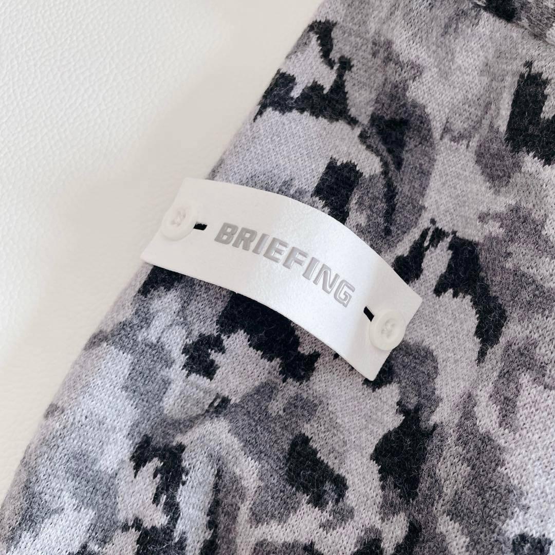ブリーフィングゴルフ 長袖ニットセーター S 総柄 グレー ブラック　23年