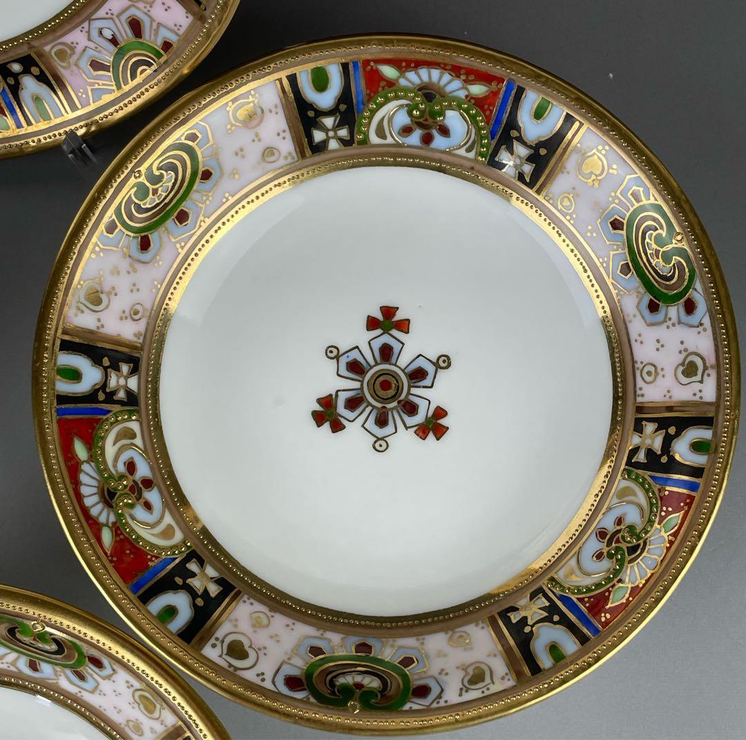 【美品】オールドノリタケ 金盛り チョコレートポット ３小皿 1ソーサー セット