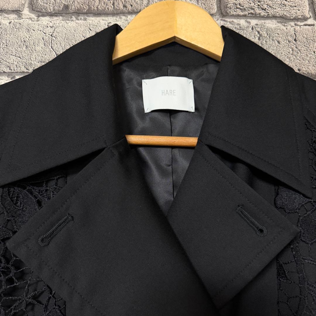 【美品】HARE　レースキリカエトレンチコート　ブラック　ベルト付