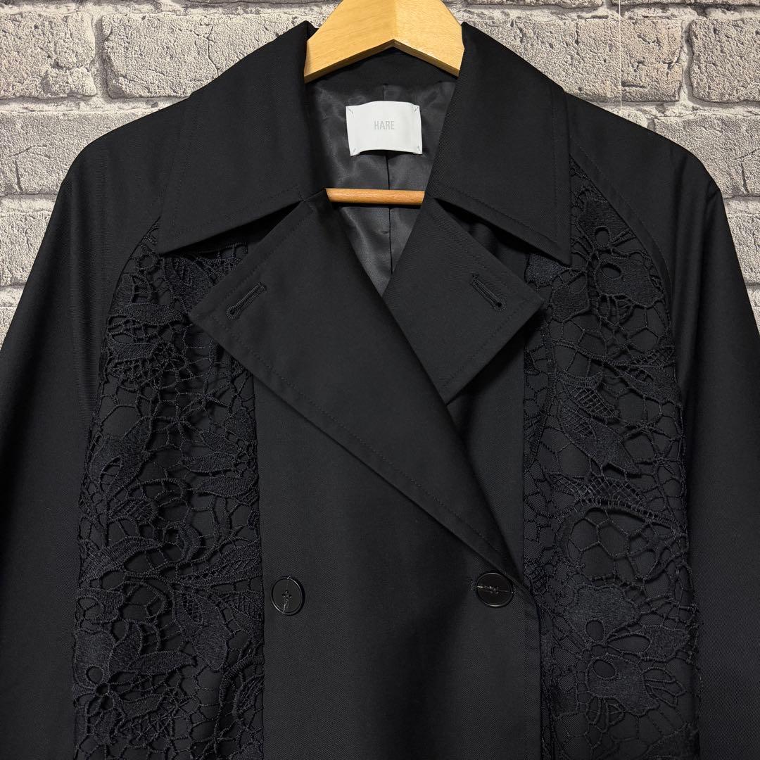 【美品】HARE　レースキリカエトレンチコート　ブラック　ベルト付