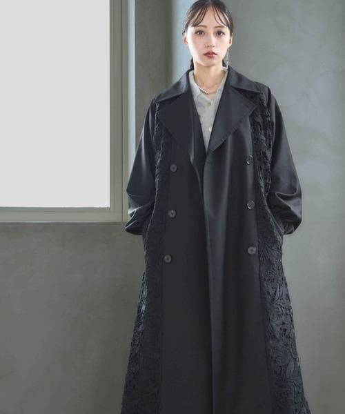 【美品】HARE　レースキリカエトレンチコート　ブラック　ベルト付