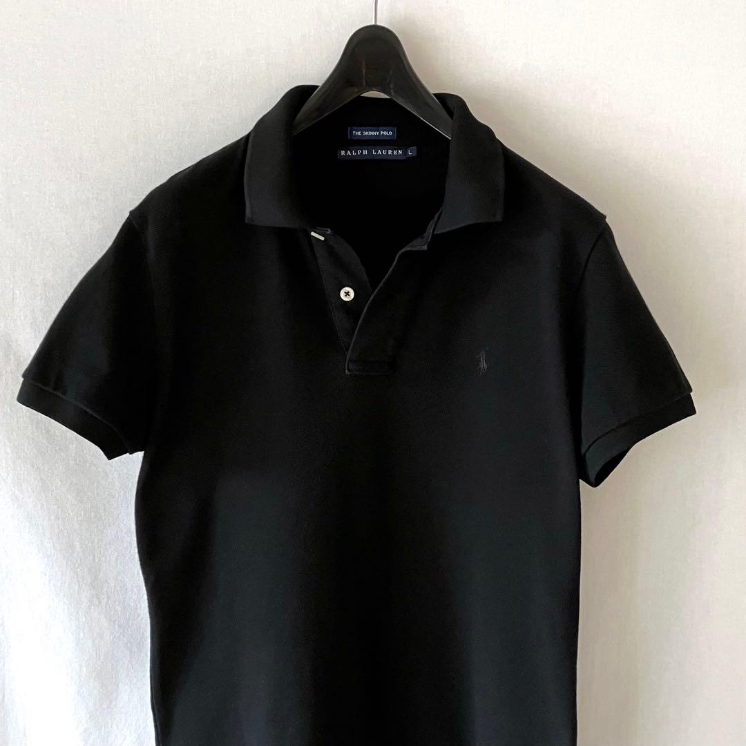 美品 ラルフローレン ポロシャツ 黒 スキニー L 鹿の子