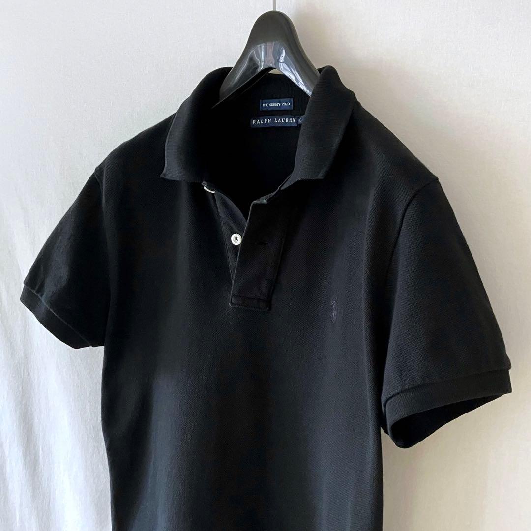 美品 ラルフローレン ポロシャツ 黒 スキニー L 鹿の子