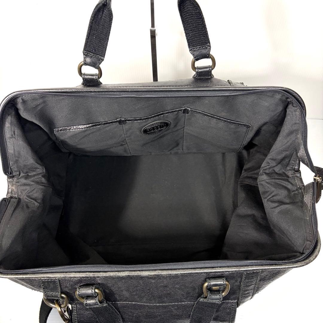 Fossil フォッシル 2way ボストンバッグ ブラック 黒 レザー