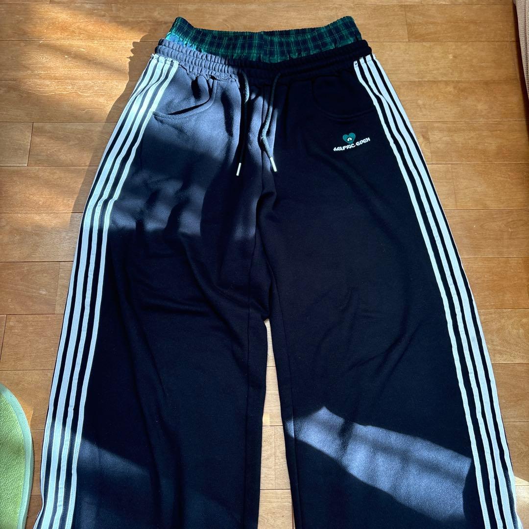 AELFRIC EDEN ストライプパンツ ブラック