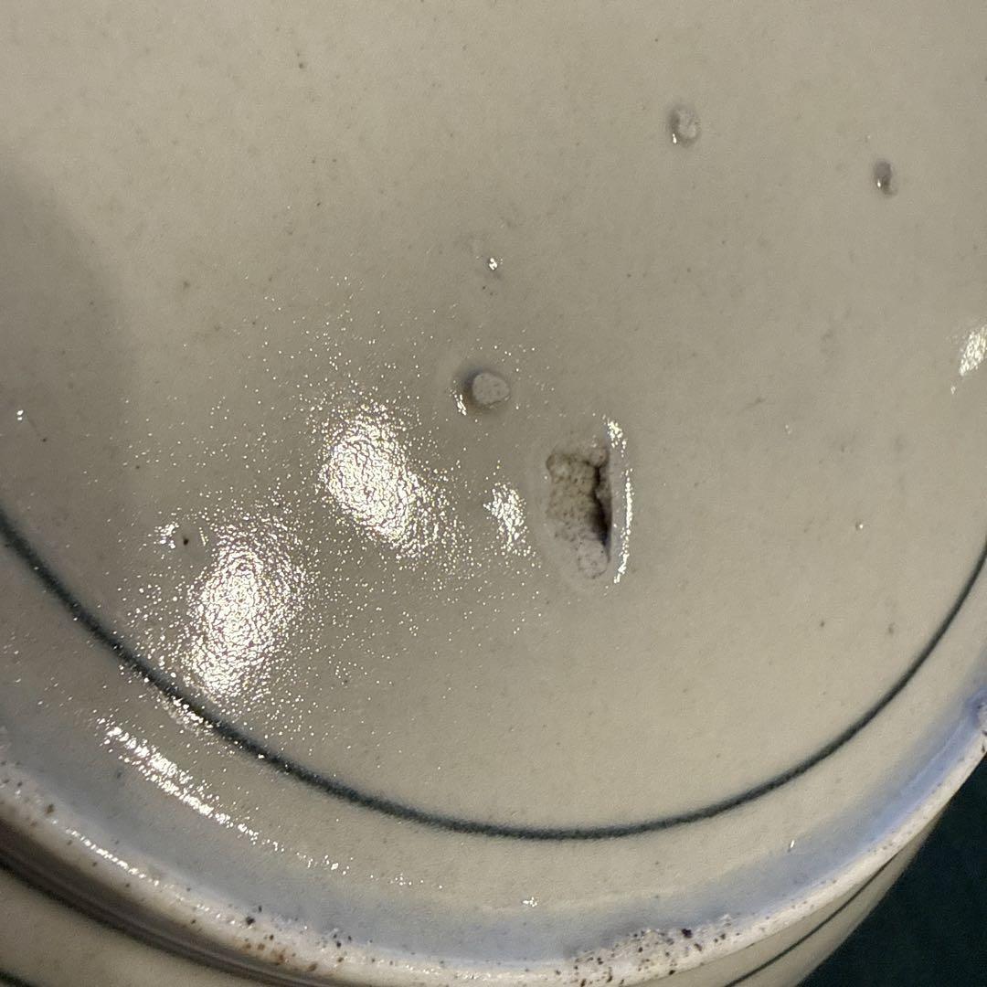 古伊万里　染付鮎文皿　7寸　江戸中期　窯傷