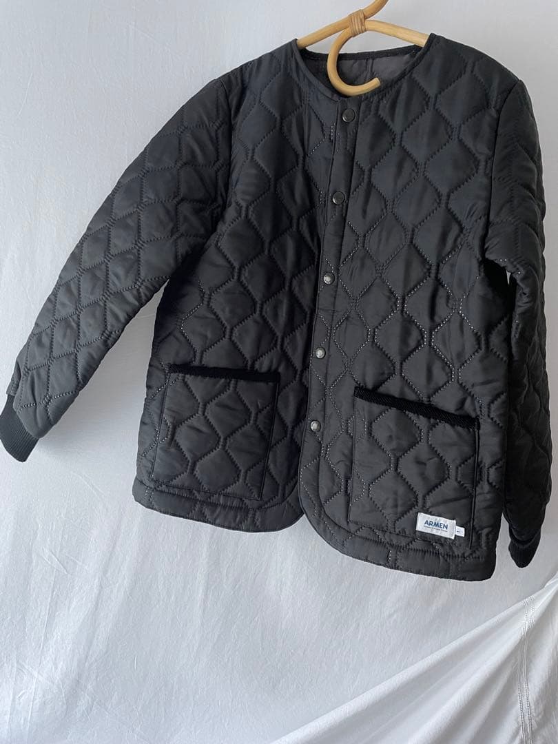 ARMEN｜キルティング ノーカラージャケット 黒 size 1