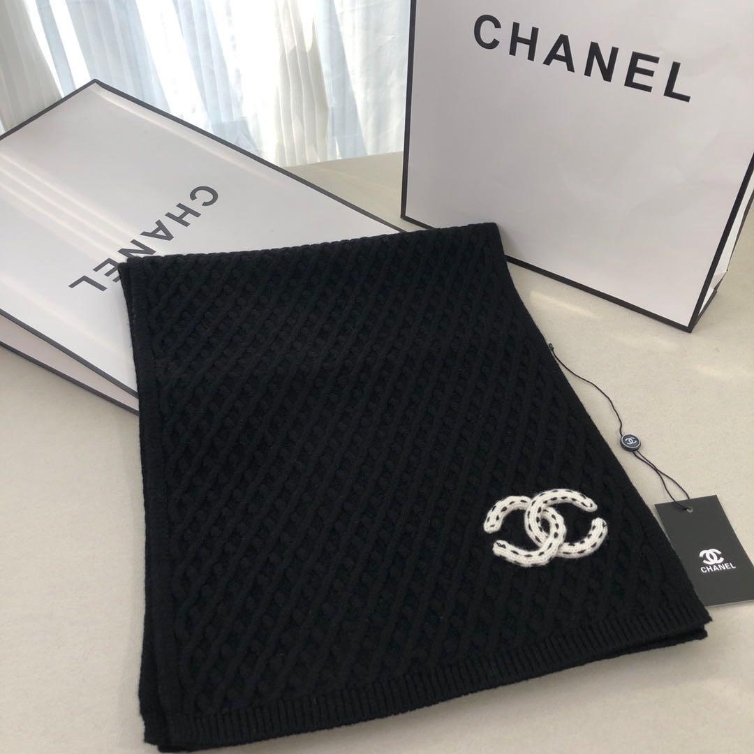 CHANEL シャネル　マフラー　ブラック