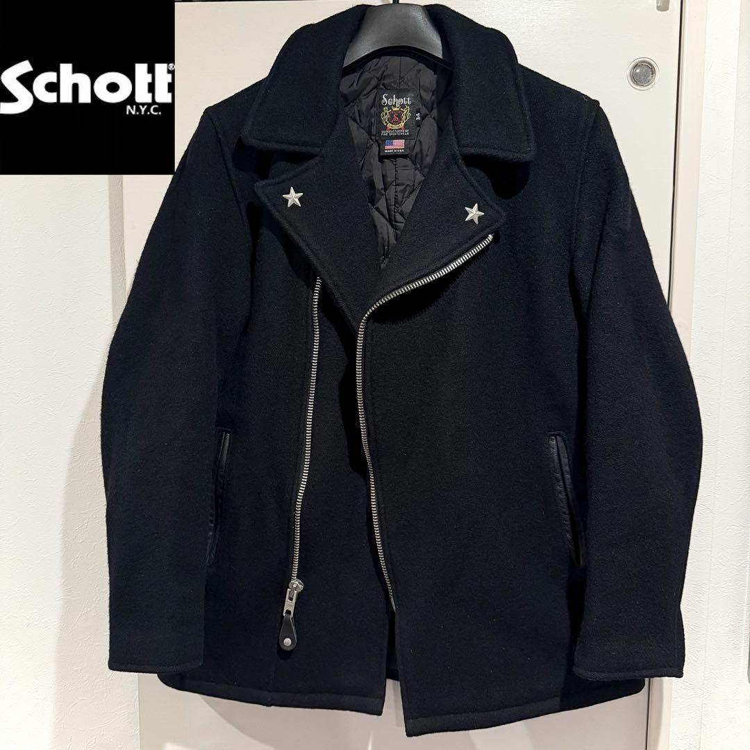 美品‼️ Schott ウール ライダース ピーコート ワンスター USA製 34