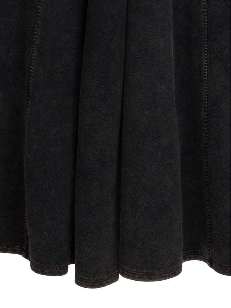 ameri デニムライクボリュームキャミロンパース　サロペット　ブラック