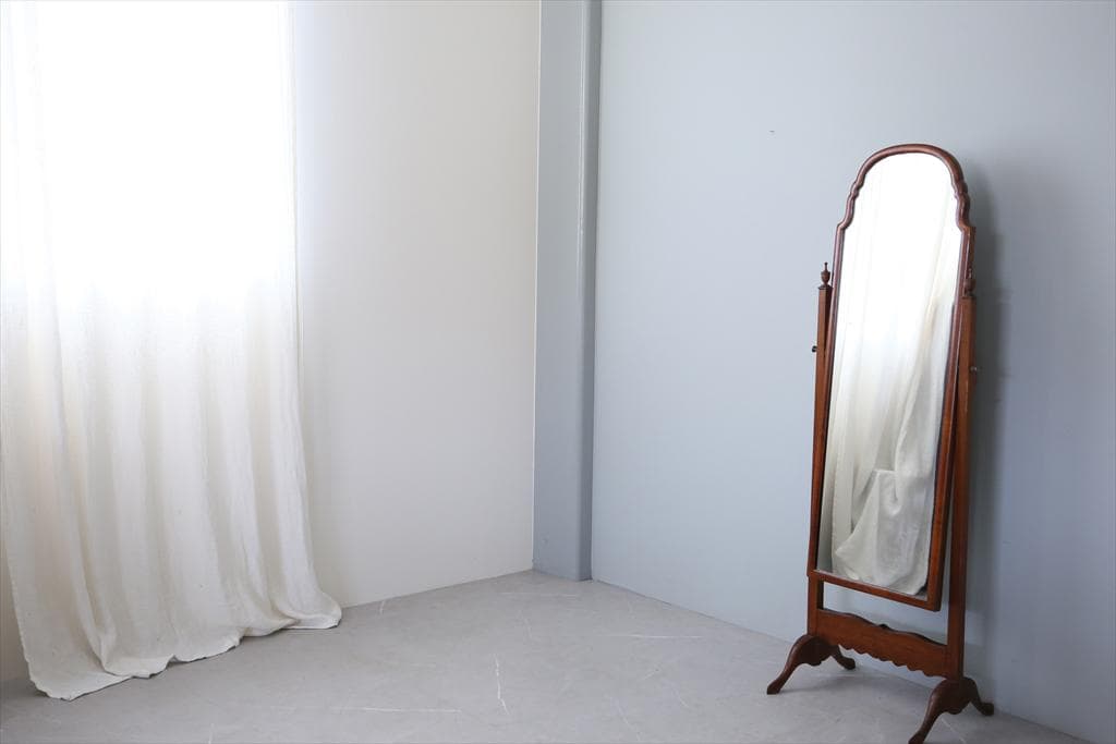 英国アンティーク古木シュバルミラー/スタンドミラー/木製立鏡/姿見(89-169