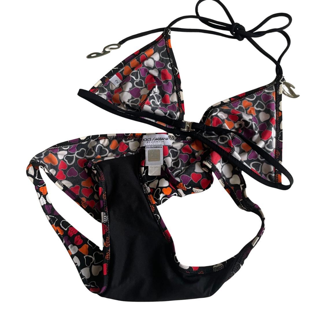 ドルチェ&ガッバーナ トライアングルビキニ 三角ビキニ 水着 ハートマルチカラー