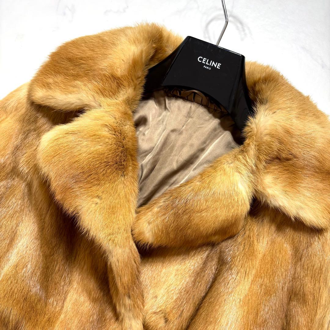 極美品✨本毛皮 リアルファーコート ミンク 最高級 キャメルブラウン L