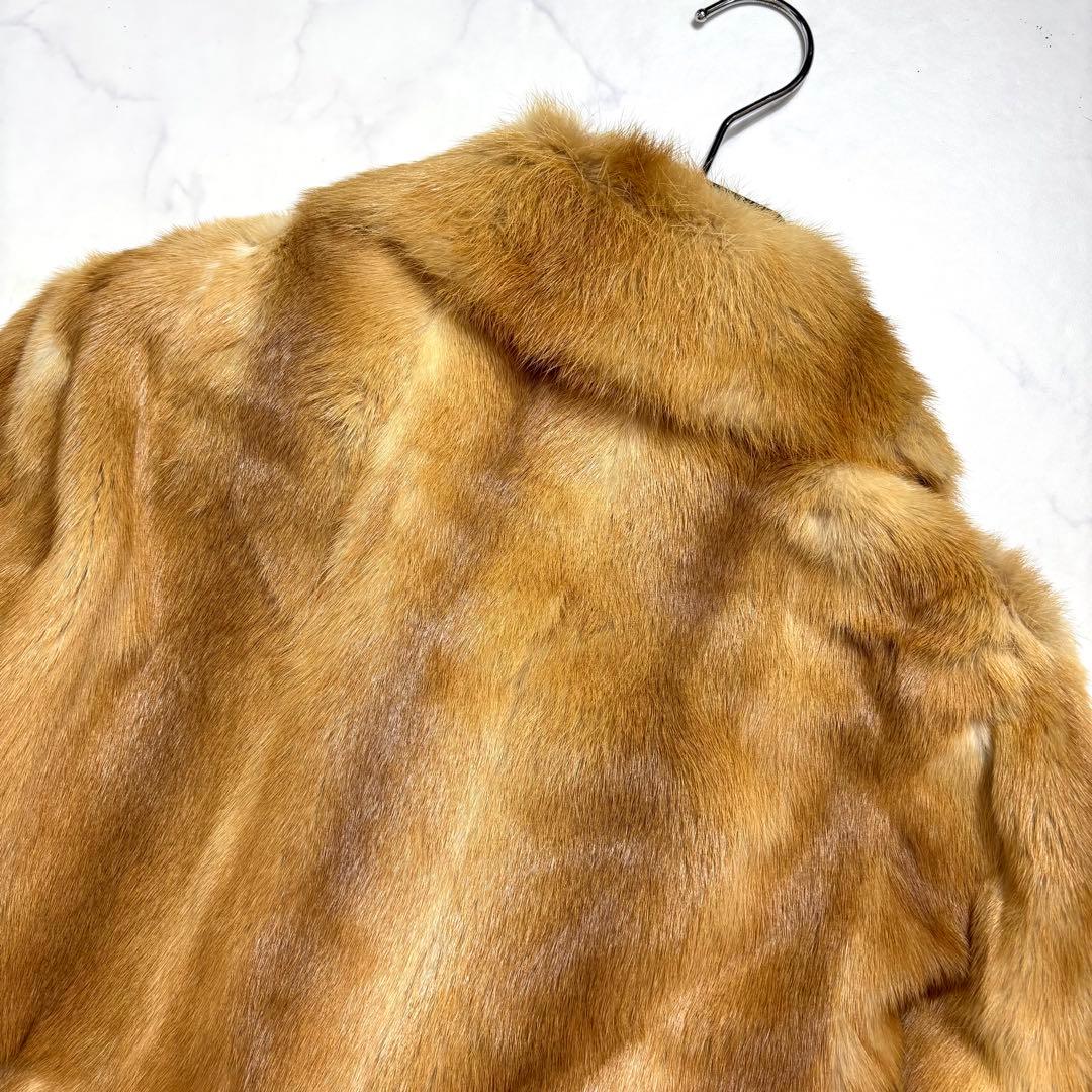 極美品✨本毛皮 リアルファーコート ミンク 最高級 キャメルブラウン L