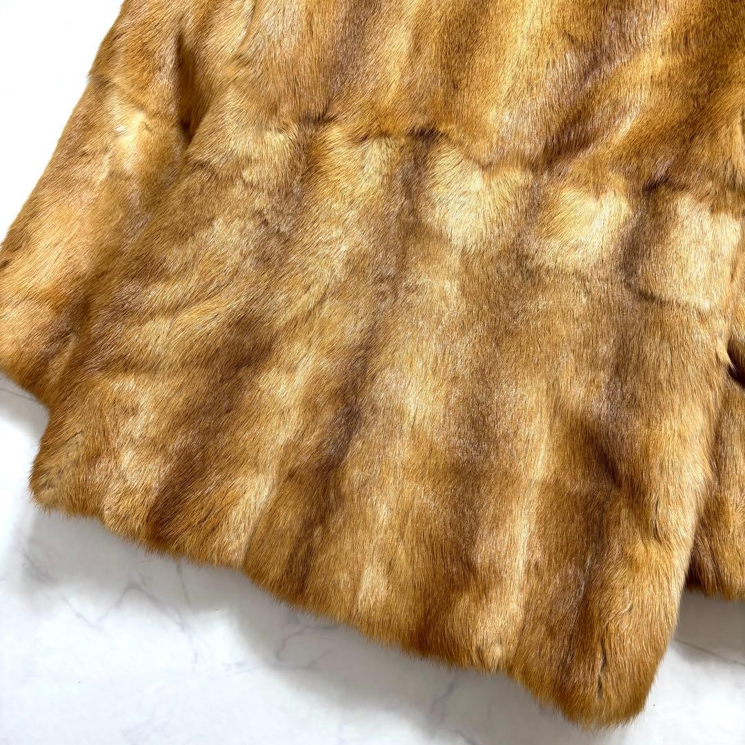 極美品✨本毛皮 リアルファーコート ミンク 最高級 キャメルブラウン L