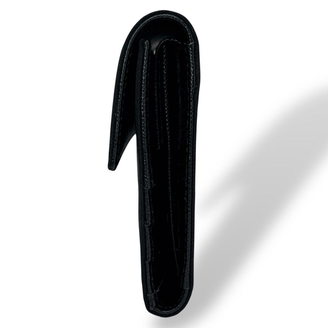 PRADA プラダ　三つ折り財布　三角ロゴ　ナイロン　サフィアーノレザー　黒