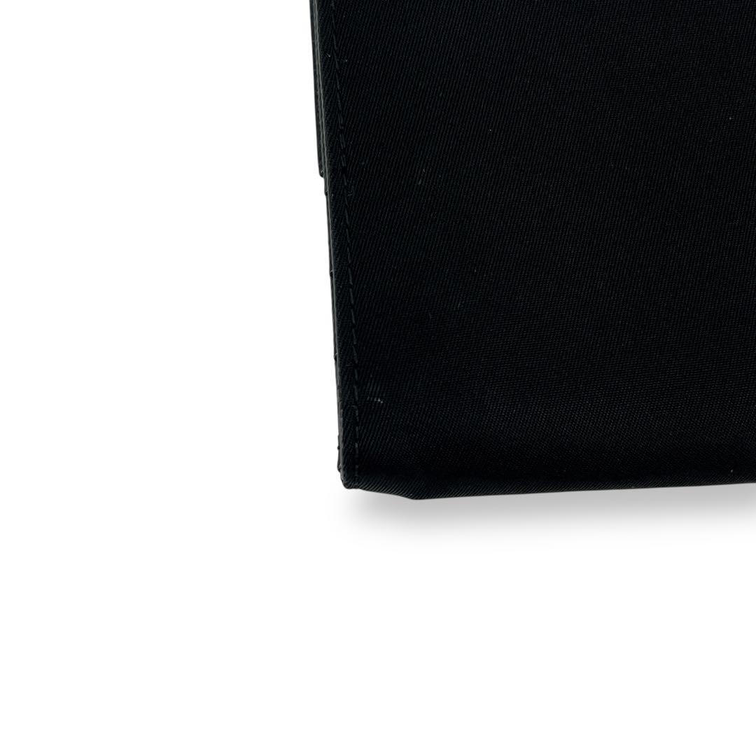 PRADA プラダ　三つ折り財布　三角ロゴ　ナイロン　サフィアーノレザー　黒