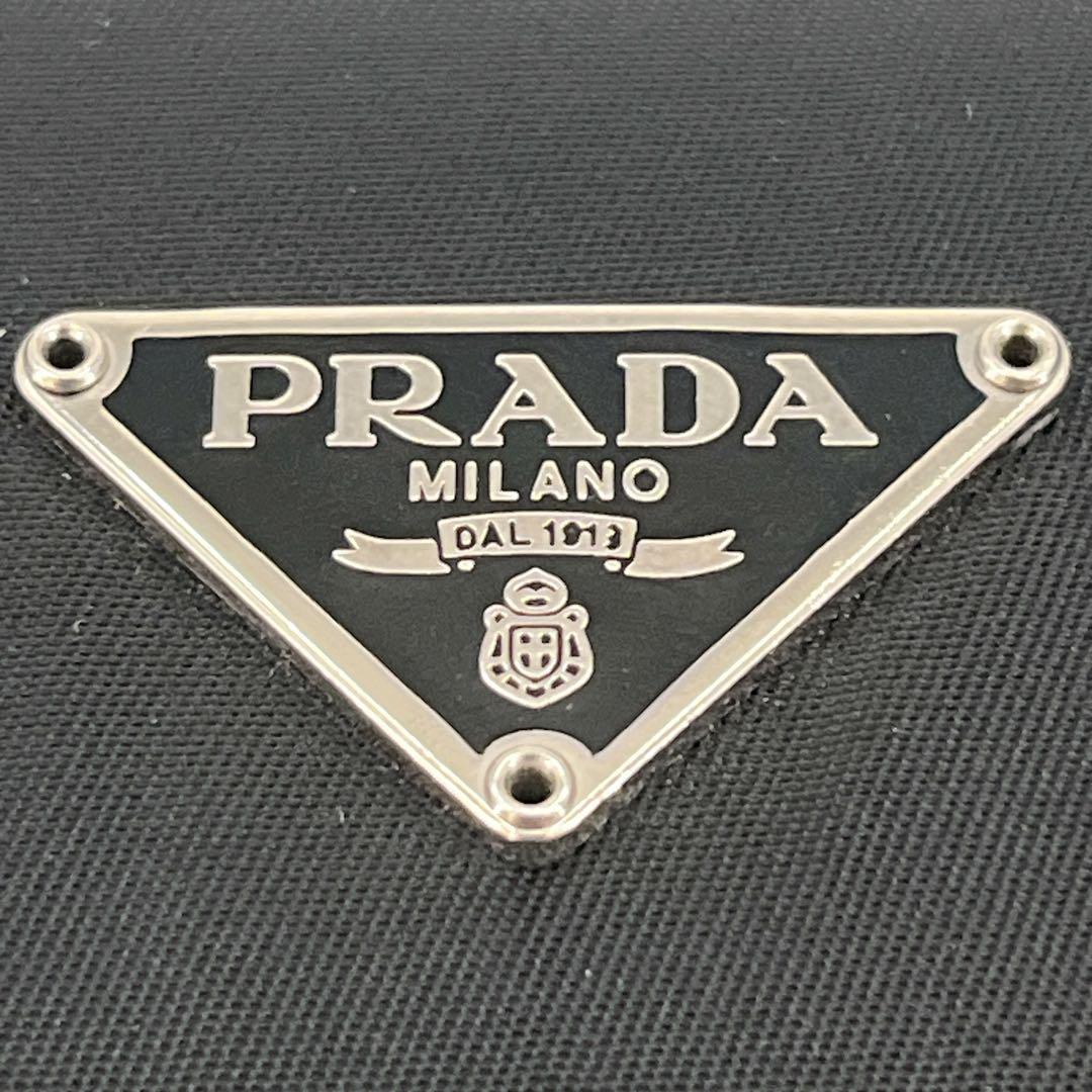 PRADA プラダ　三つ折り財布　三角ロゴ　ナイロン　サフィアーノレザー　黒