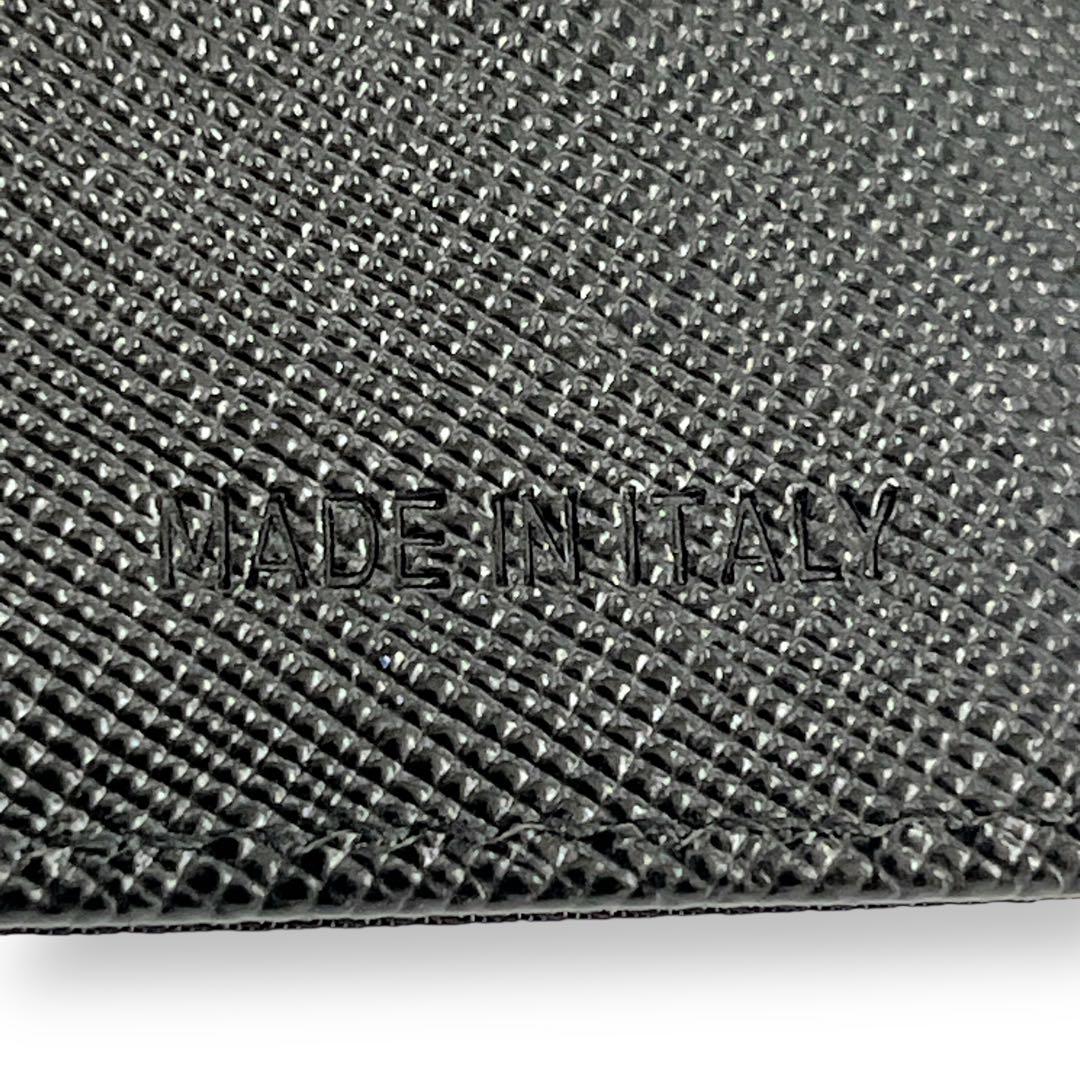 PRADA プラダ　三つ折り財布　三角ロゴ　ナイロン　サフィアーノレザー　黒