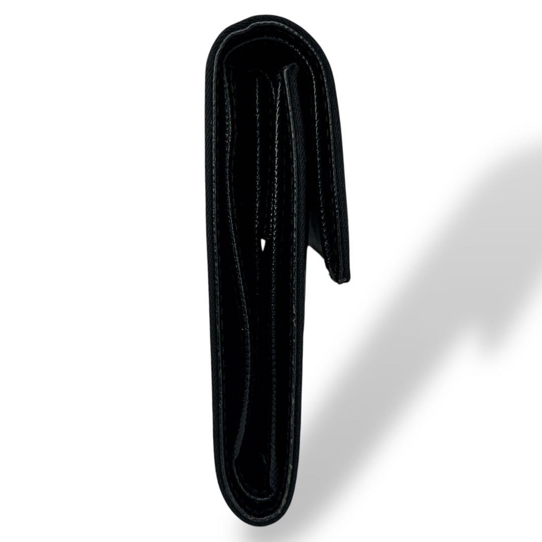 PRADA プラダ　三つ折り財布　三角ロゴ　ナイロン　サフィアーノレザー　黒